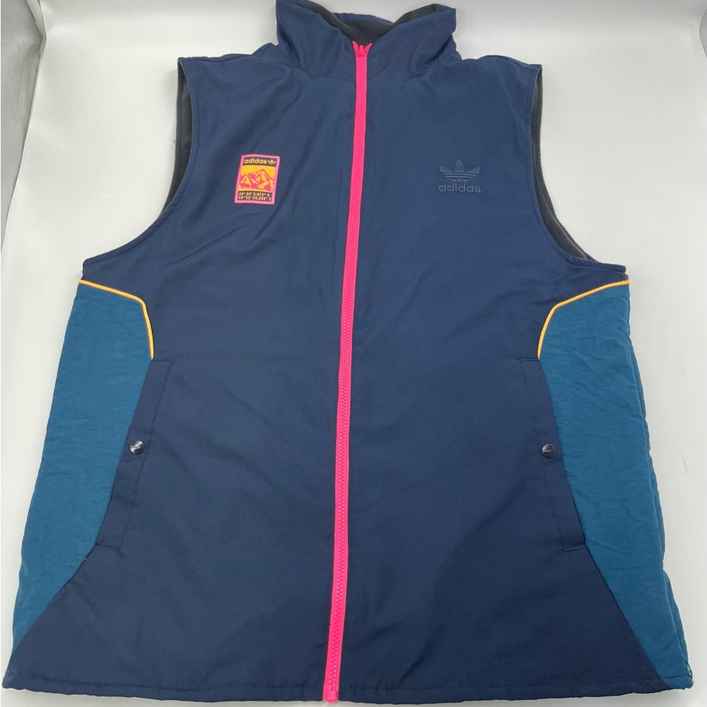 adidas reversible vest Black fleece/Navy Blue with Teal Panels and Pink Zipper